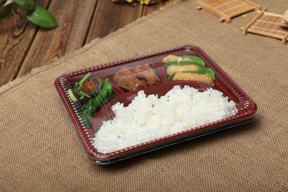 HA03 4 Compartments Plastic Disposable Bento Box,Lunch Boxes